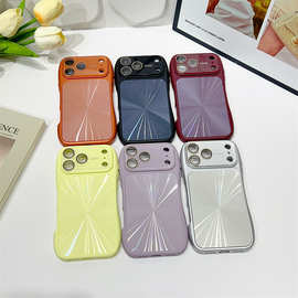 适用苹果iPhone17Promax纯色小蛮腰极光纹镜头全包16/15/14手机壳