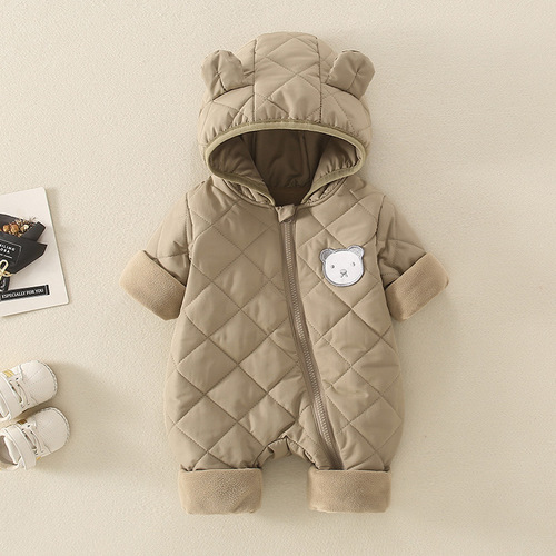 Newborn baby clothes autumn and winter thick infant onesie baby hoodie cotton warm clothing baby outerwear crawling suit