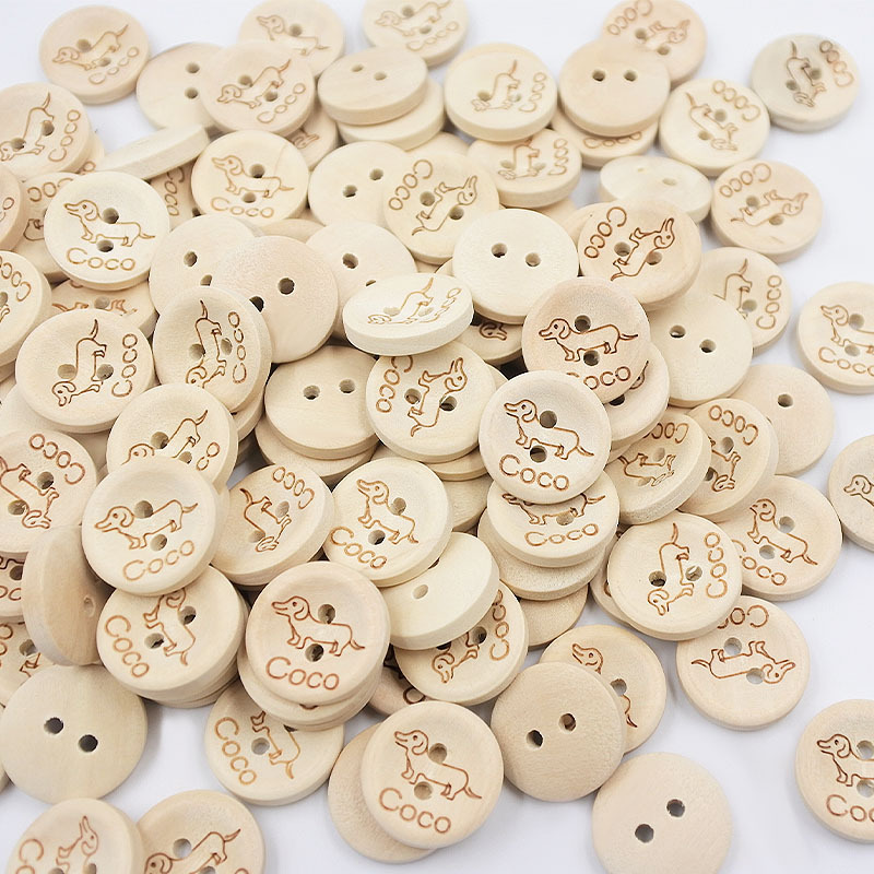 15mm suministro directo de fábrica costura a mano de madera Coco cachorro botones decorativos de bricolaje de madera adornos