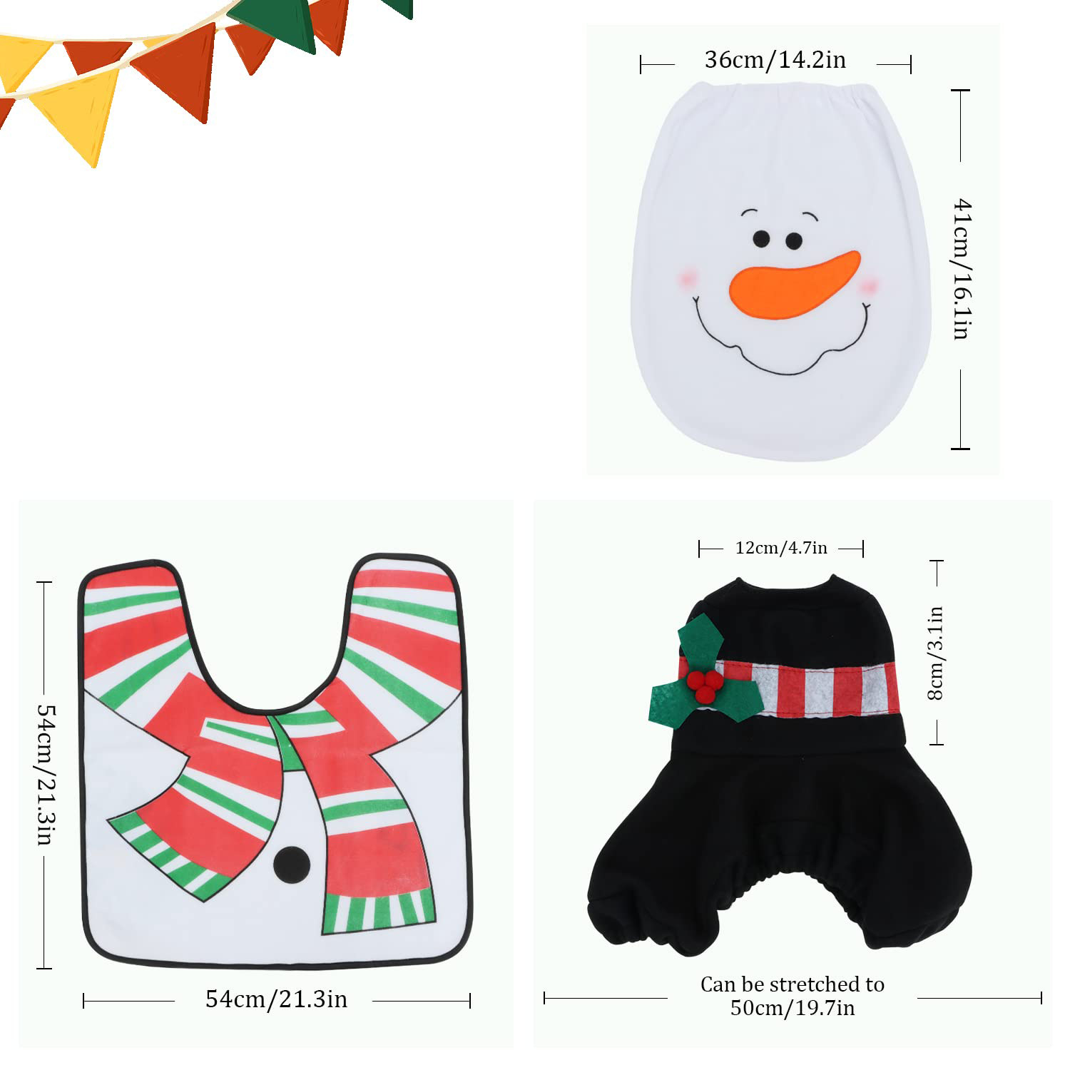 Venta caliente de comercio exterior en stock suministros de decoración navideña muñeco de nieve muñeca cubierta de inodoro decoración de ambiente familiar