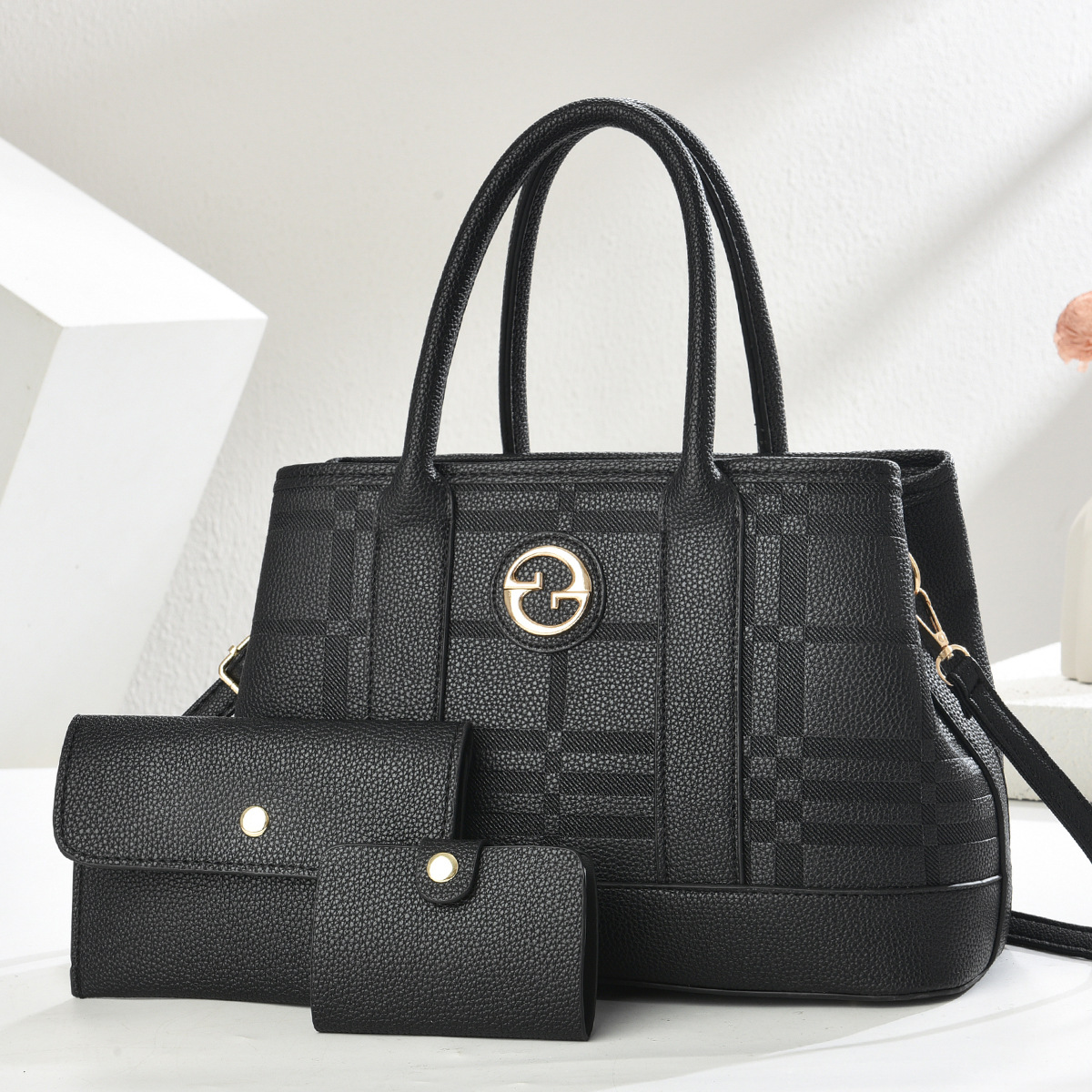 Nuevo traje de tres piezas de color sólido en relieve con costuras, regalo de lujo ligero portátil 2025 nuevo bolso bandolera atmosférico de alta gama