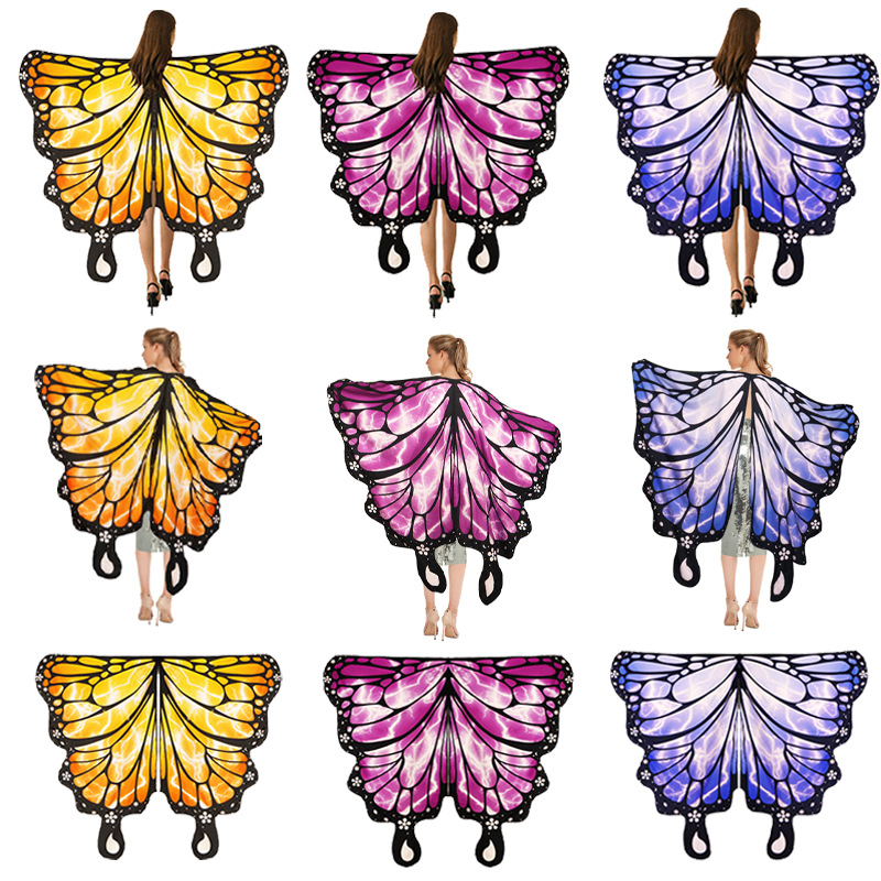 Halloween nuevo capas de mariposa de doble capa capa de doble cara capas de rayas de piel impresión digital capas de color exterior