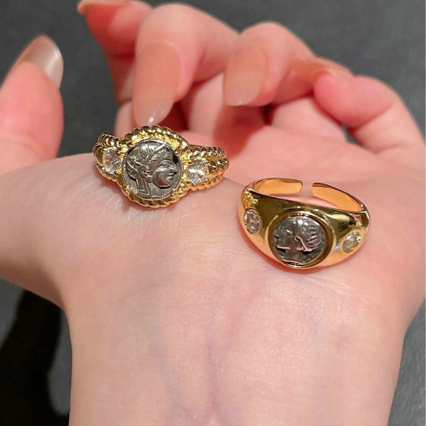 Ancient Babylon Goddess Zircon Ring Yellow Gemstone Vintage Style_voghion.com
