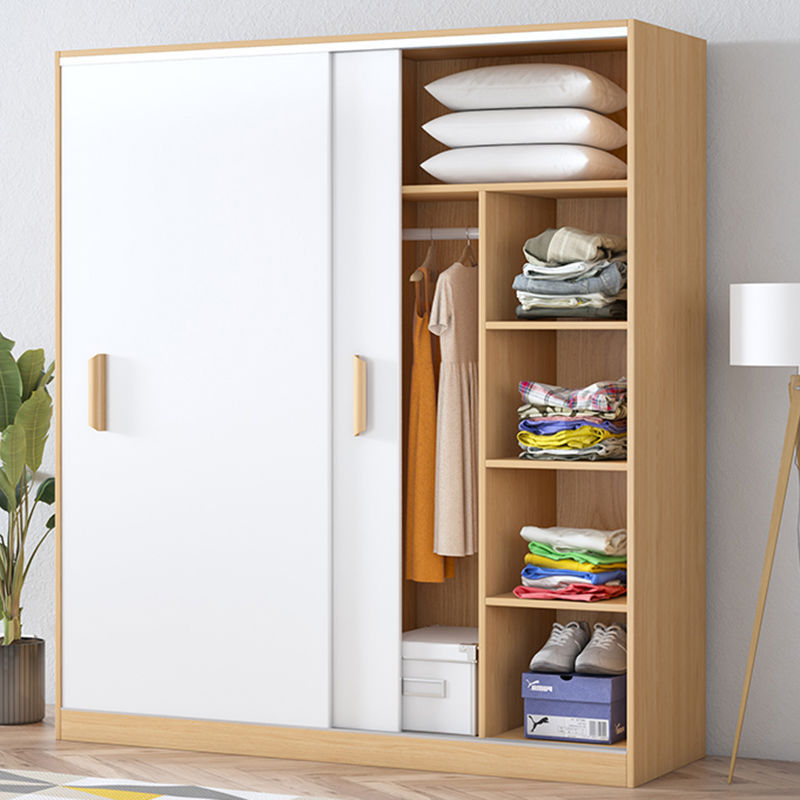 衣櫃臥室推拉門實木板式簡易收納櫃儲物櫃兒童衣櫥家用臥室家具