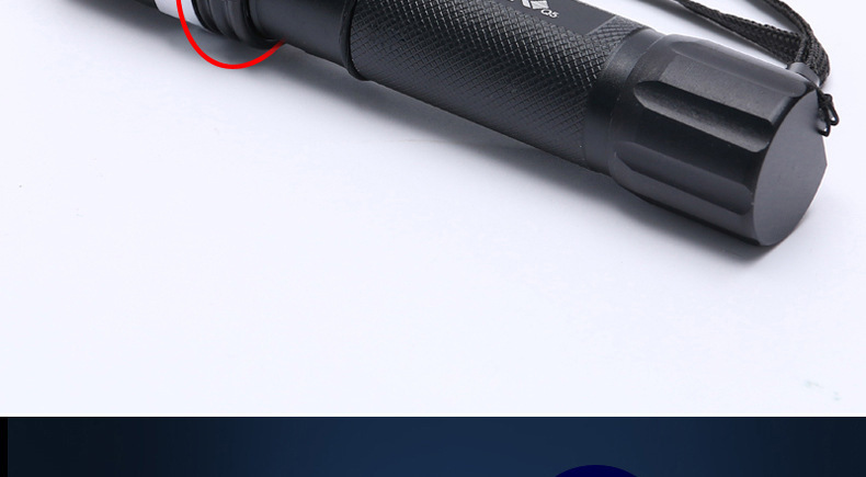 Strong light flashlight aluminum alloy three-gear zoom led charging flashlight household lighting outdoor long-range security flashlight