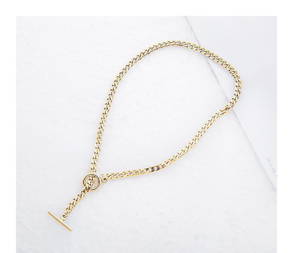 Personality Temperament Clavicle Buckle Thick Chain Titanium Steel Necklace display picture 3