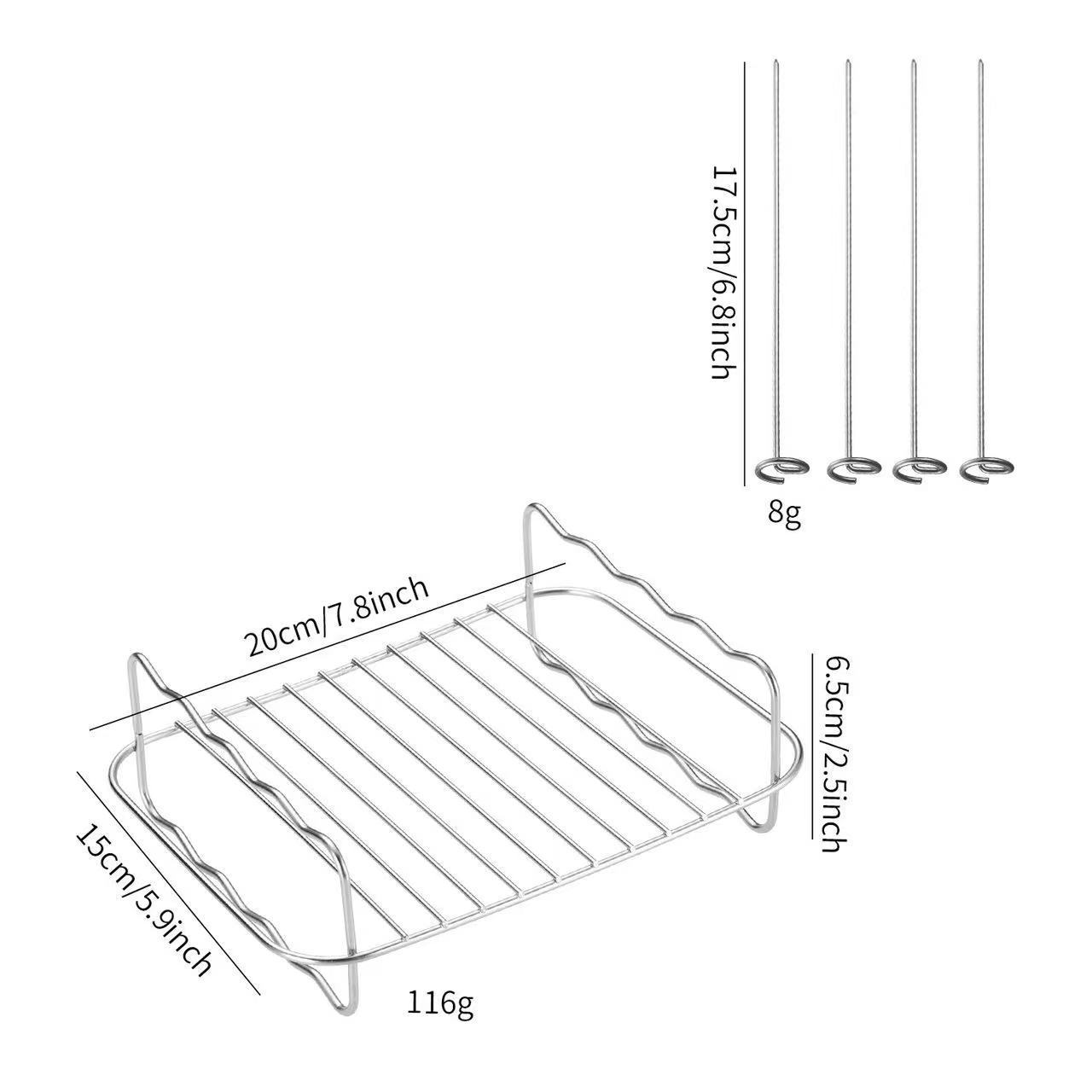 Ventas transfronterizas 201 accesorios de freidora de aire multifuncional rectangular de acero inoxidable parrilla de parrilla doméstica de doble capa marco de vapor