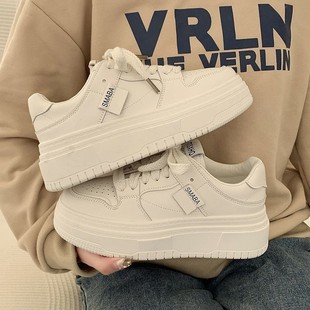 Thick-Soled White Shoes for Women Ins Trbottomy 2025 Spring & Fall New K-Style Versatile Sports Shoes Increased Breathable Casual Sneakers