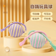 猫のおもちゃのボールの猫はボールをかむことに耐えます。