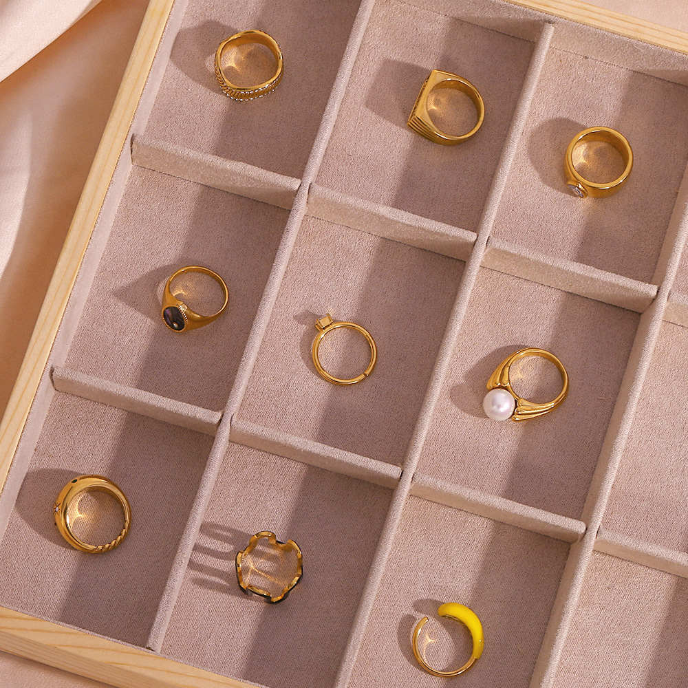20g Weight PVD Coated Gold Plating Process Zircon Inlay Material Rings Classification 6, 7, 8 Ring Size 1 Piece Quantity Holiday, Daily Occasion 304 Stainless Steel Material Geometric Pattern Women's Gender Plating Design Lady Style Wholesale Jewelry Lady Geometric 304 Stainless Steel Zircon PVD Coated Plating Rings 3