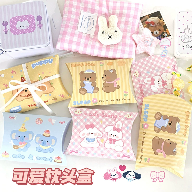 Ins стиль корейская милая упаковка конфет подушка коробка маленький подарок складная картонная коробка с мультяшным животным подарочная коробка карта