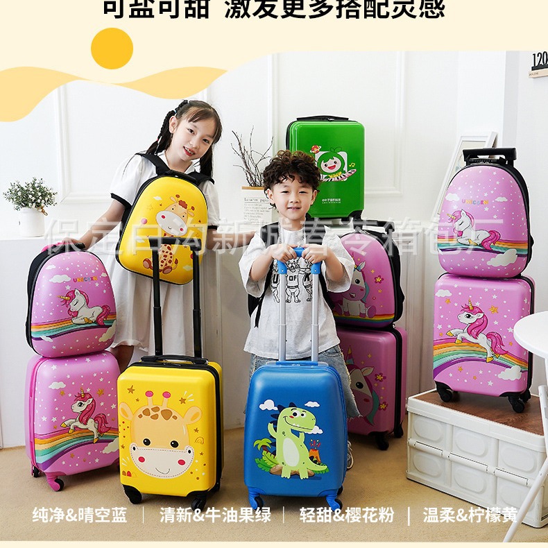 18-pulgadas equipaje caja de la carretilla de los niños al por mayor regalo caso de dibujos animados maleta universal rueda de embarque caso mochila