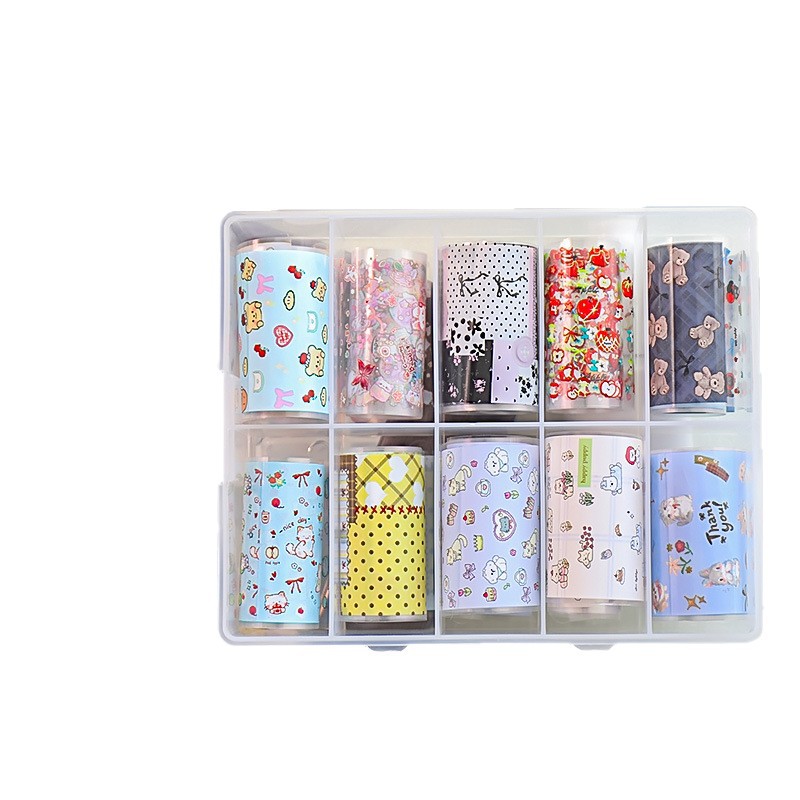 Red de celebridades de la red nueva manicura amor mascota papel de transferencia pegatinas de cielo estrellado lindo pintado a mano dibujos animados gatito papel al por mayor