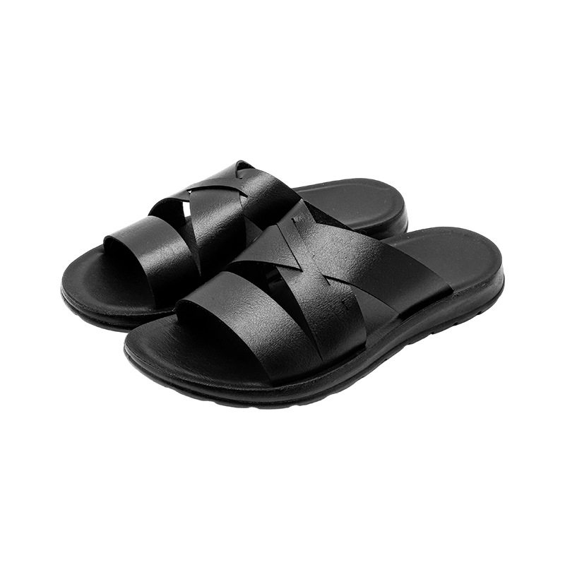 Dép sandal nam chống trượt đi biển, đi dạo ngoài trời mùa hè, đế PU bền bỉ — Màu trắng, màu đen