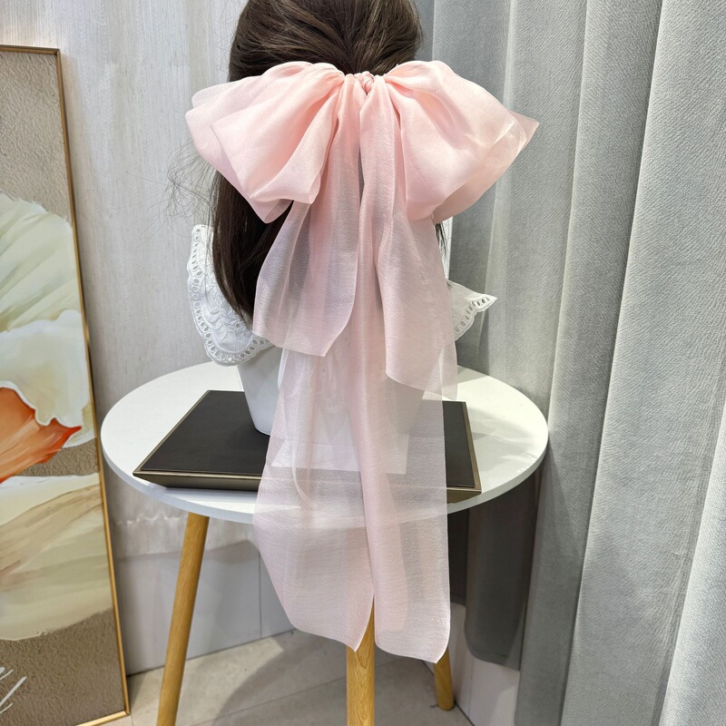 ネットセレブ気質多用途グリッターラージリボンヘアアクセサリーポニーテールクリップヘアピンスウィートプリンセスサテンフレンチフラワー|undefined