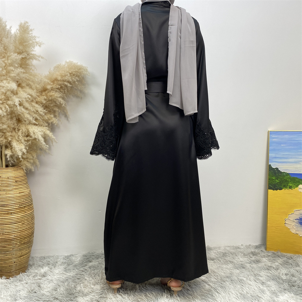Islamic Turkish Dubai Hot-Selling Fashion Embroidered Robe With Pockets Cardigan Dress 1977_ecoleips.com