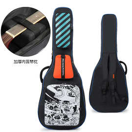 加厚吉他包40/41寸民谣吉它袋双肩背大容量多口袋乐器琴套涂鸦潮
