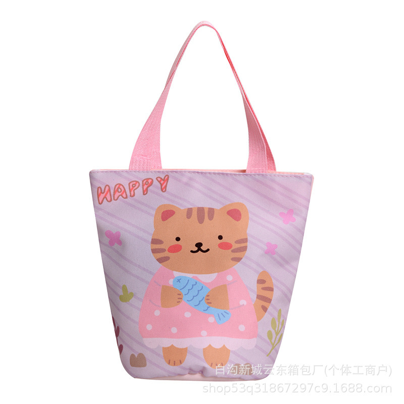 2025 新かわいい漫画ポータブルバケツハンドバッグママバッグ通勤弁当箱学生布バッグ|undefined