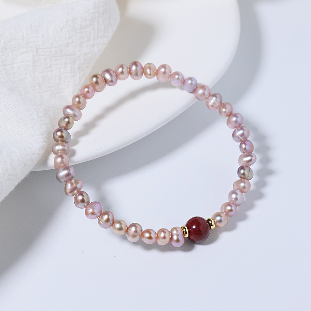 Palacio chino estilo rosa perla pulsera ágata roja del sur mujer lujo ligero de alto nivel con cuentas de transferencia joyas