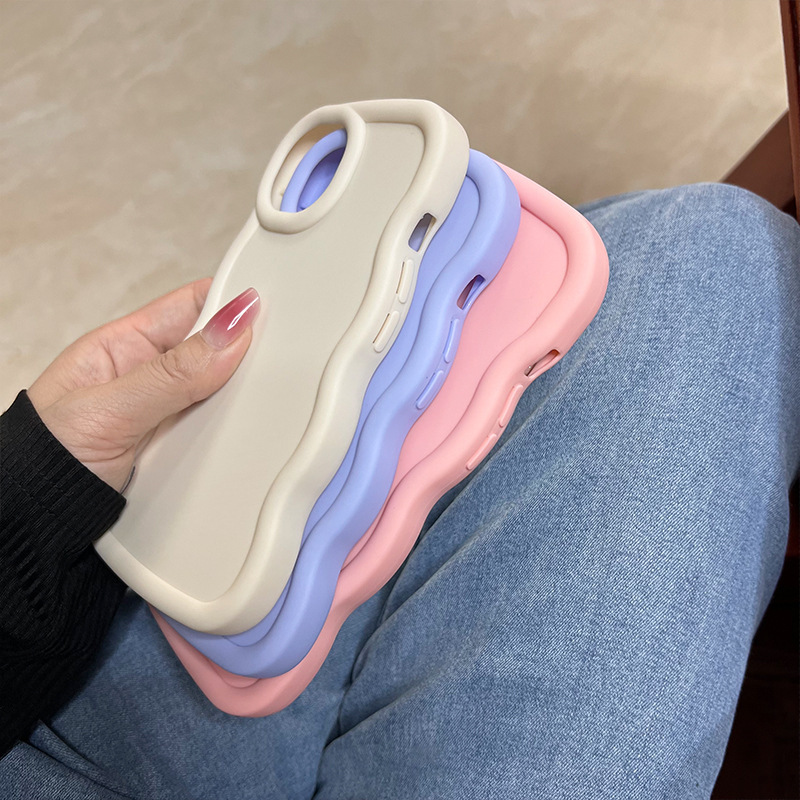适用iPhoneXSMAX手机壳马卡龙大波浪6/7/8糖果色大孔X/XS软壳批发|undefined