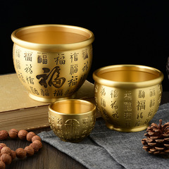 Pure brass Baifu cylinder, rice cylinder, cornucopia, financial cylinder, desktop small copper ornaments, ashtray, copper incense stove, copper cylinder batch