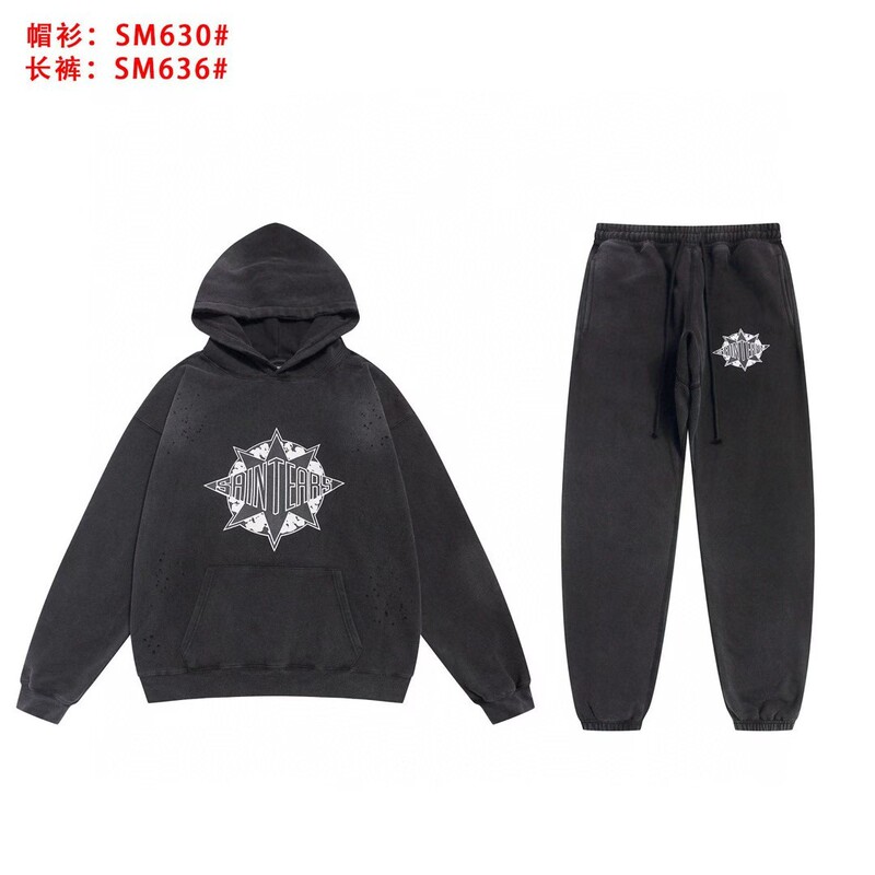 Saint Michael X Denim Tears Heavy Washed Distressed Faded Loose Casual Sports Sweatshirt