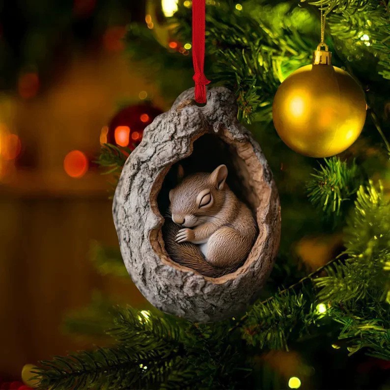 Explosiones transfronterizas mapache decoraciones de árbol de Navidad búho decoraciones acrílicas pequeños colgantes planos listados