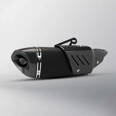 Motorcycle universal exhaust pipe Z900 R3 MT07 Z 400 450SR K11 round tail exhaust tail section (Motorcycle exhaust pipe) - black-imitation-carbon-head-imitation-carbon-cover