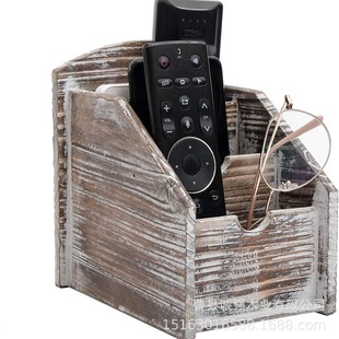 Wooden desktop hand storage box country style wooden remote control, office supplies storage organizing box