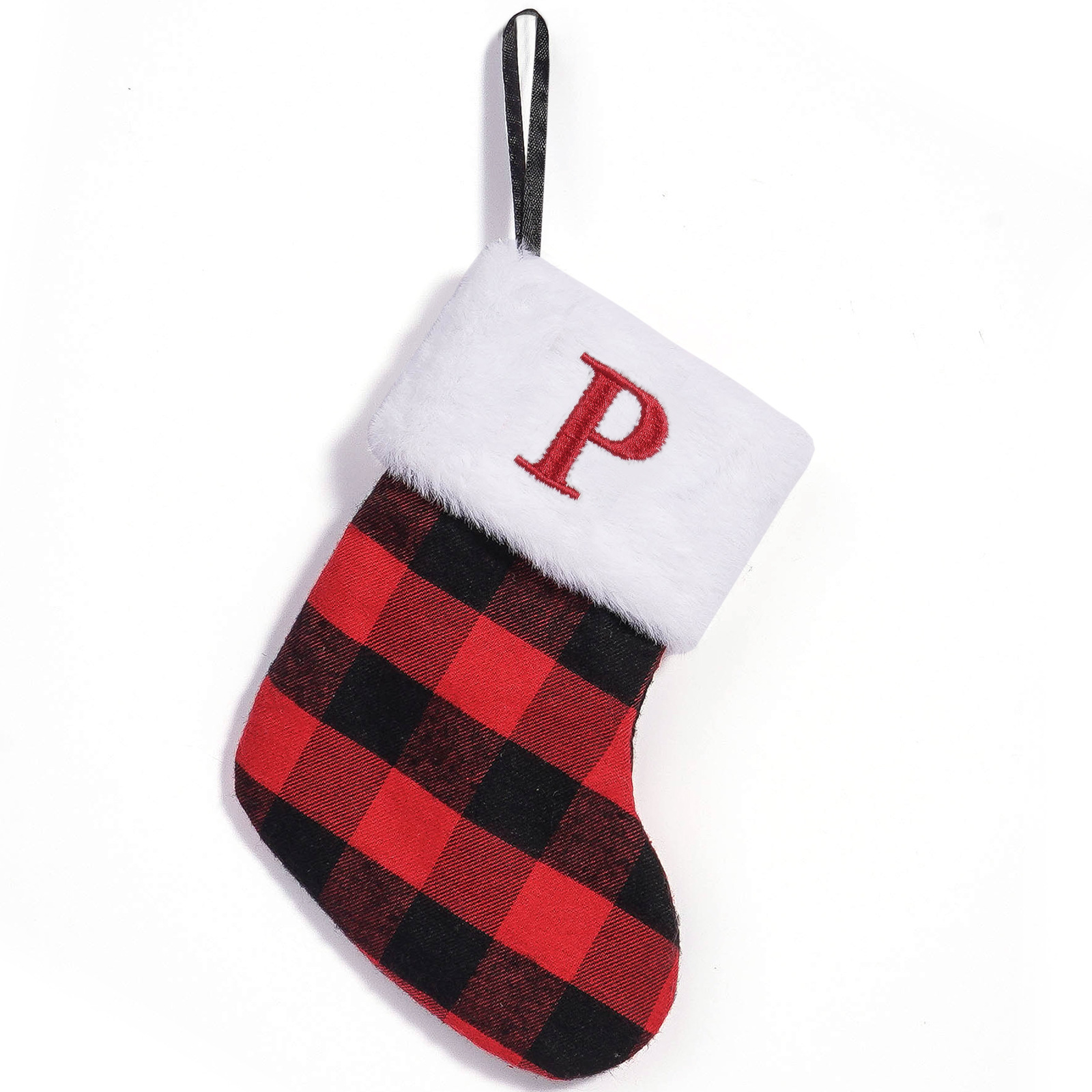 Nuevos bolsas de regalo de medias de Navidad transfronterizas letras negras rojas bordadas pequeñas medias colgantes bolsas de dulces decoraciones