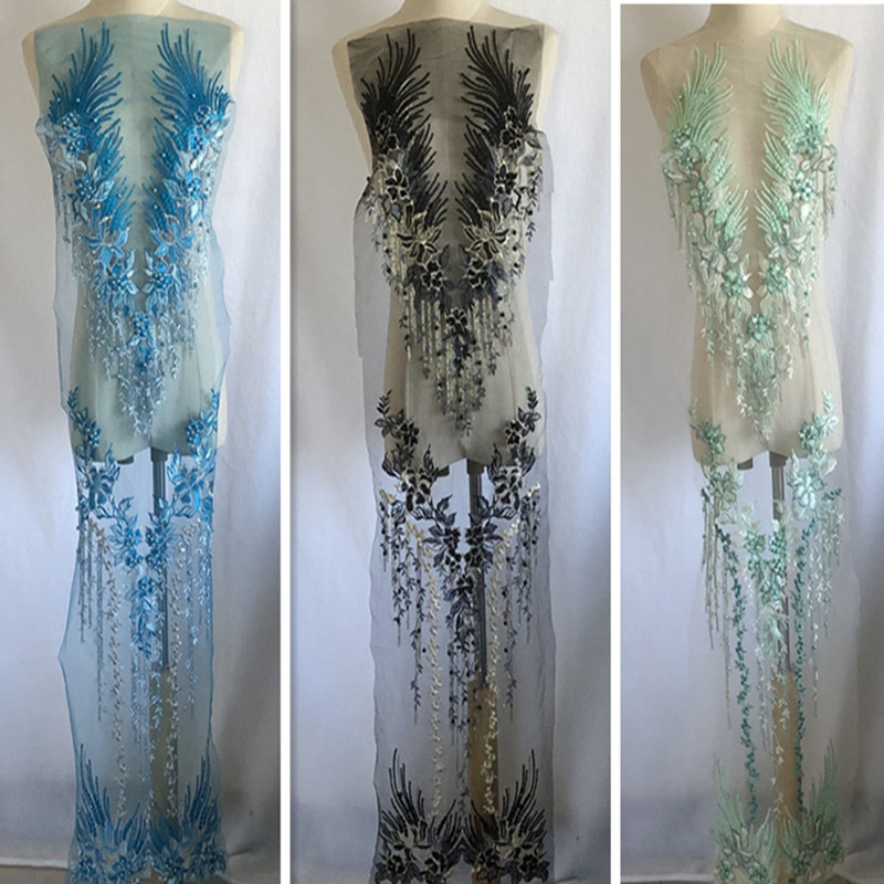 重工网纱刺绣手工钉珠烫钻布贴花朵蕾丝婚纱礼服补丁衣服装饰辅料