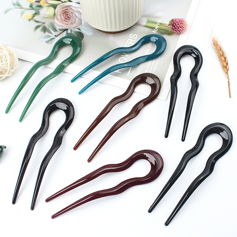 Retro U-shaped Disc Hair Insert Wave Design Hairpin Simple Bright Face Leopard Print Hairpin Daily Home Travel Hairpin