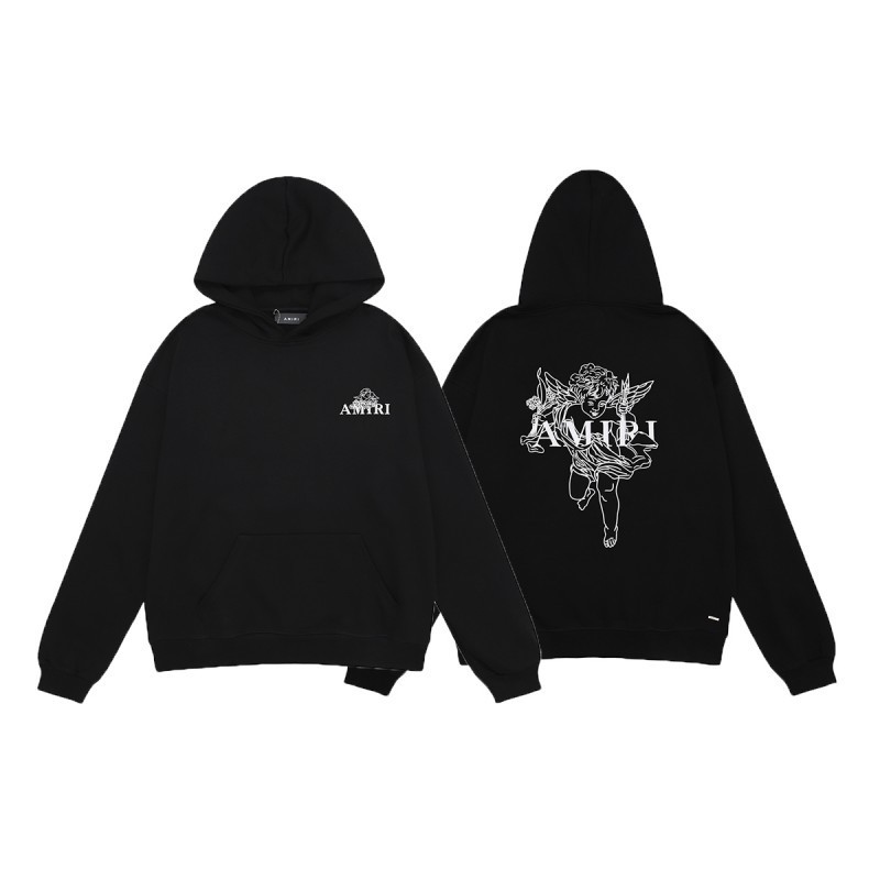 国境を越えた卸売りamiri豹紋グラデーション文字ロゴ天使パーカーカップル服コート長ズボン|undefined