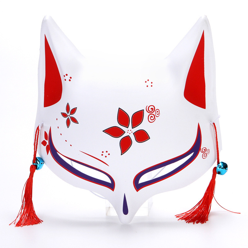 万圣节舞会半脸猫脸狐狸阴阳师面具尖鼻动漫日和风COS九尾狐面具