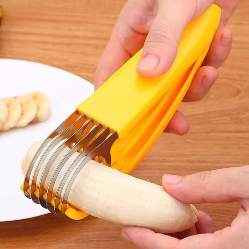 Stainless steel banana slicer fruit divider sausage cutting fruit knife salad cutter kitchen small tools