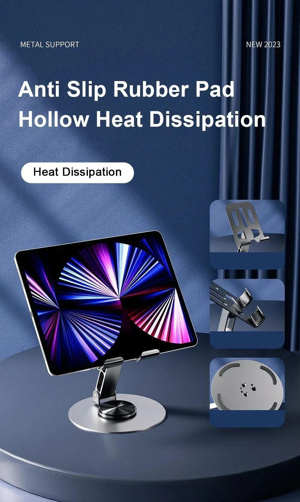 Tamamen metal dönen cep telefonu tutucusu, üst düzey mekanik masaüstü tablet, evrensel metal tutucu, drama izleme tembel canlı yayın standı