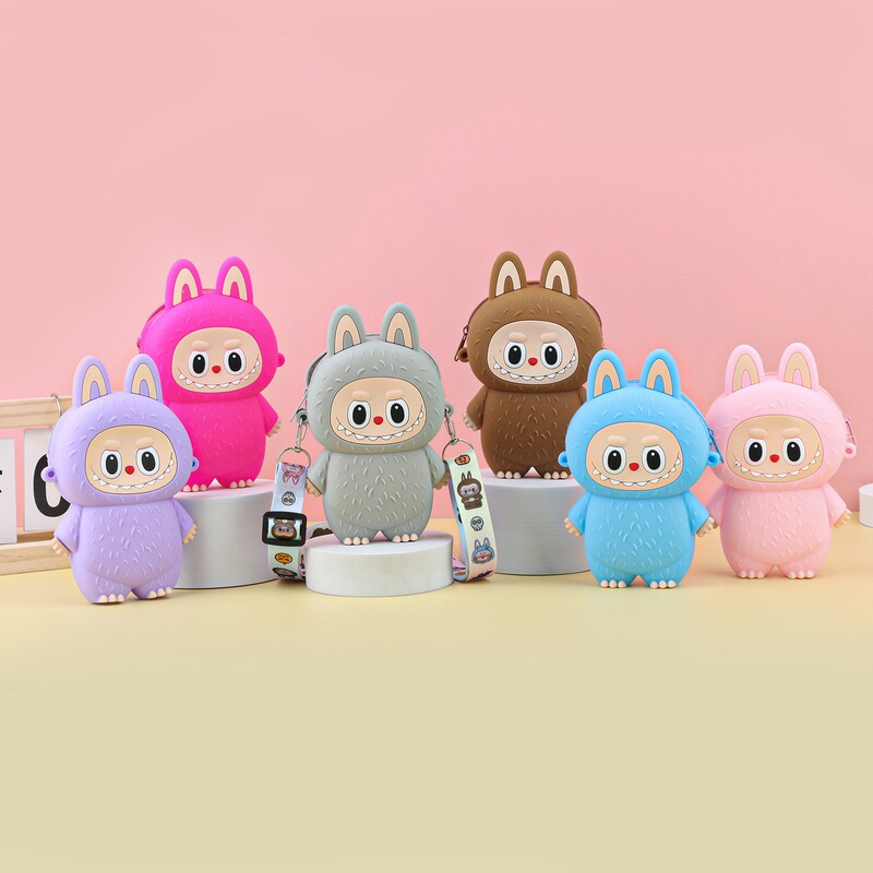 新しいかわいいガーリーハート漫画子供用シリコンラブクロスボディバッグラブブカラフルなクロスボディショルダーバッグ|undefined