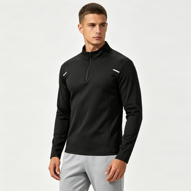 Primavera y otoño nueva media cremallera deportes Camiseta de manga larga suéter de los hombres ropa de tiro fitness al aire libre superior corriendo ropa de secado rápido image 1