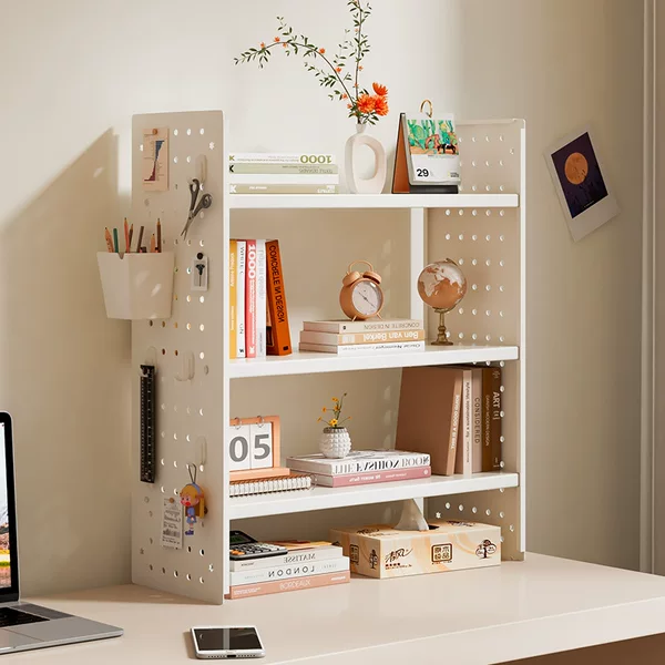 Desktop Storage Rack, Perforated Board, Desk Bookshelf, Office Workstation Multi-Layer Storage Rack, Student Iron Art Organizing Rack
