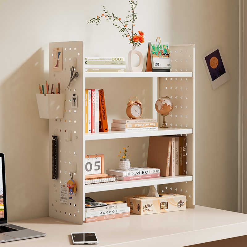 Desktop Storage Rack, Perforated Board, Desk Bookshelf, Office Workstation Multi-Layer Storage Rack, Student Iron Art Organizing Rack