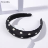 1#3cm black polka dot sponge hairband