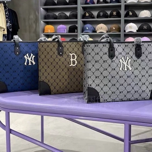 Вместительная сумка на плечо для отдыха, стиль MLB, Южная Корея, с вышивкой