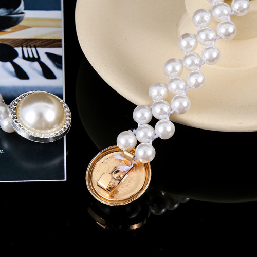 Ladies Pearl Waist Chain Korean Style Water Drill Pearl Decorated Belt Fashion Sweet Dress Elastic Belt for Women Wholesale
