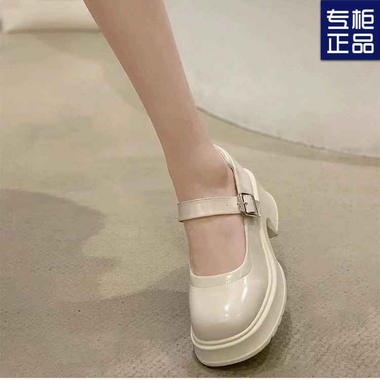 Японские женские летние туфли 2025 года, новые мэри-джейн, лоферы на толстом каблуке, круглый носок, универсальные, из толстой кожи.