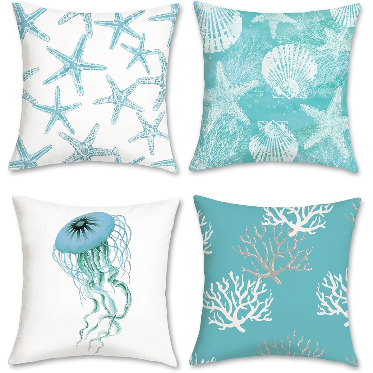 Amazon Hot Selling Summer Ocean Series Pillow Cover Starfish Marine Animal Sofa Cushion Cover Home Decoration