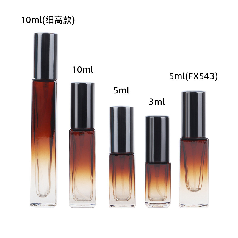 方形喷雾瓶3ml 5ml 10ml香水喷雾瓶小样分装玻璃瓶茶色渐变香水瓶|undefined