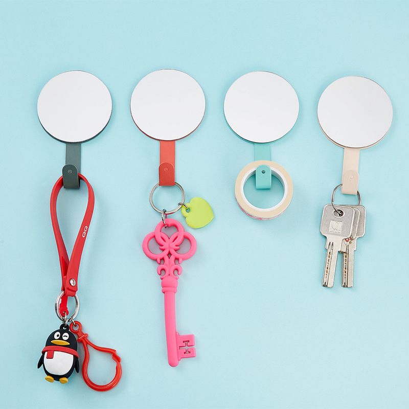 Creative Colorful Modern Simple Mirror Hook Wall Hanging Room Colorful Hook Cloakroom Decoration Hook Mirror