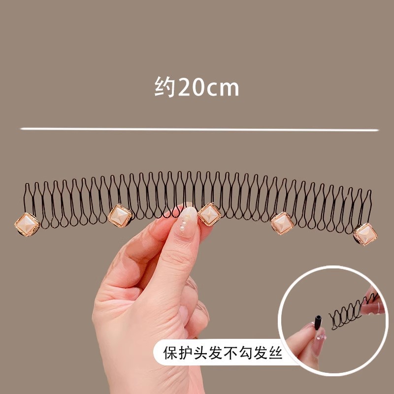 Celebridad de Internet Nueva inserción peine invisible versión alargada Lala peine del pelo dulce chica espalda Cabeza roto pelo acabado artefacto horquilla