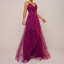 2025年新款欧美亚马逊跨境外贸女装吊带修身法式雪纺开叉连衣长裙