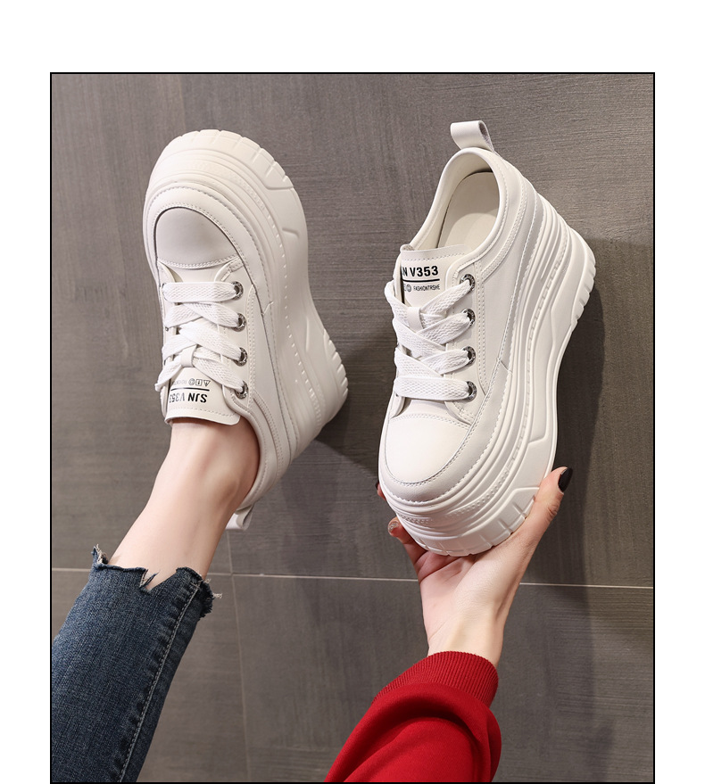 Giày sneaker nữ đế dày bánh xốp trắng phối đế độn cao — Màu đen chi tiết 17